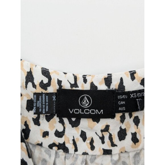 Volcom Leopard Print Babydoll Cami Top Women Size XS Coastal Y2K Boho Festival - Picture 6 of 8